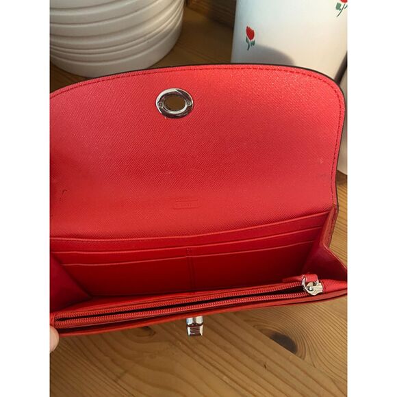 COACH Park Leather Turnlock Slim Envelope Wallet RED - Picture 3 of 4